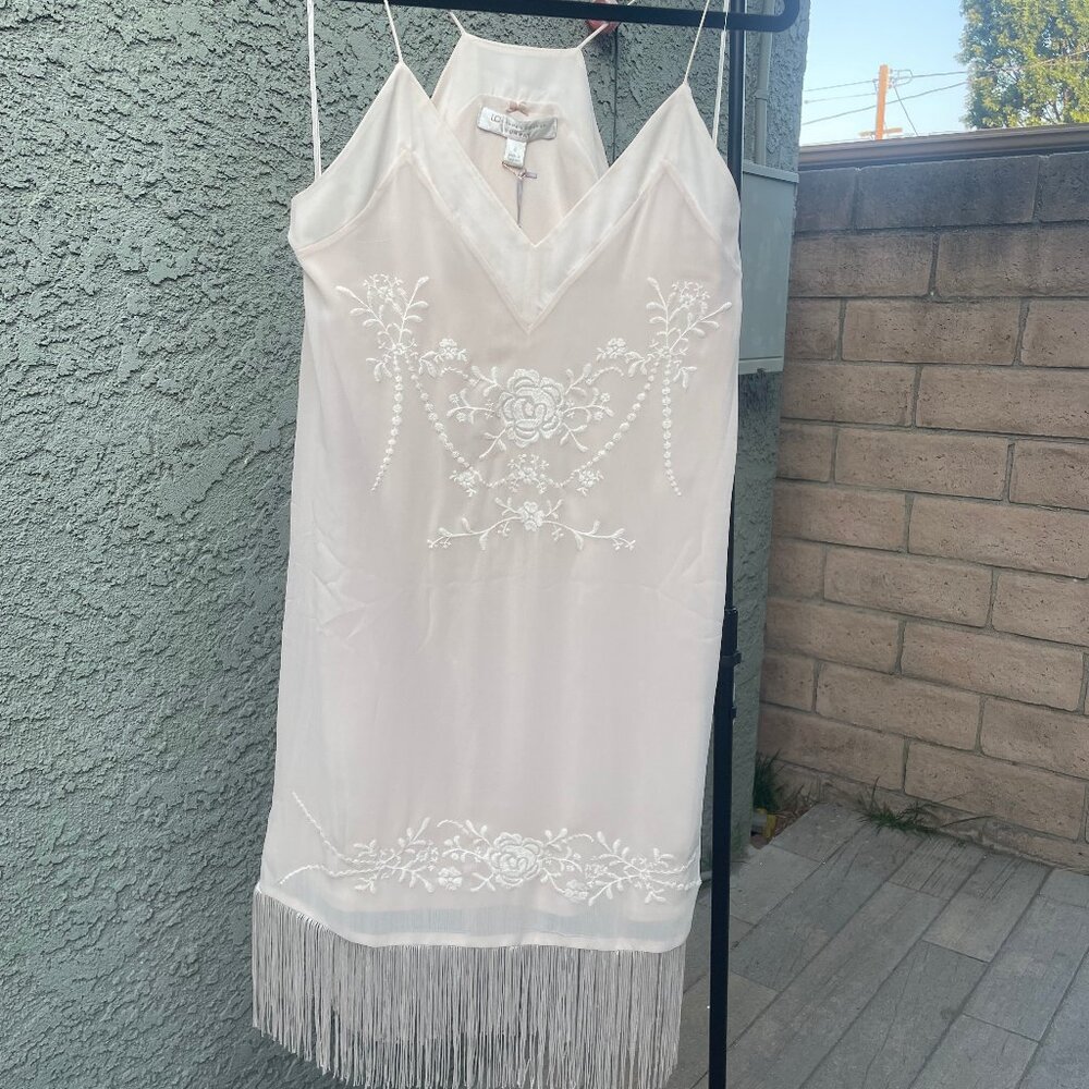 NWT | Lauren Conrad Runway | Whisper pink | fringe | spaghetti strap | 4 | dress